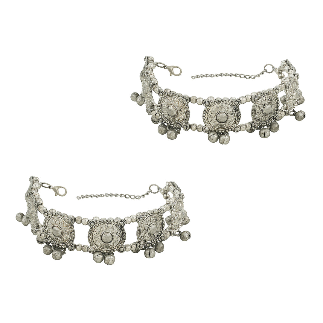 Teejh Heera Silver Ghungroo Anklets