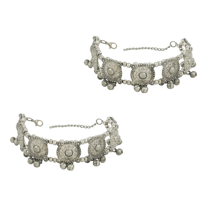 Teejh Heera Silver Ghungroo Anklets