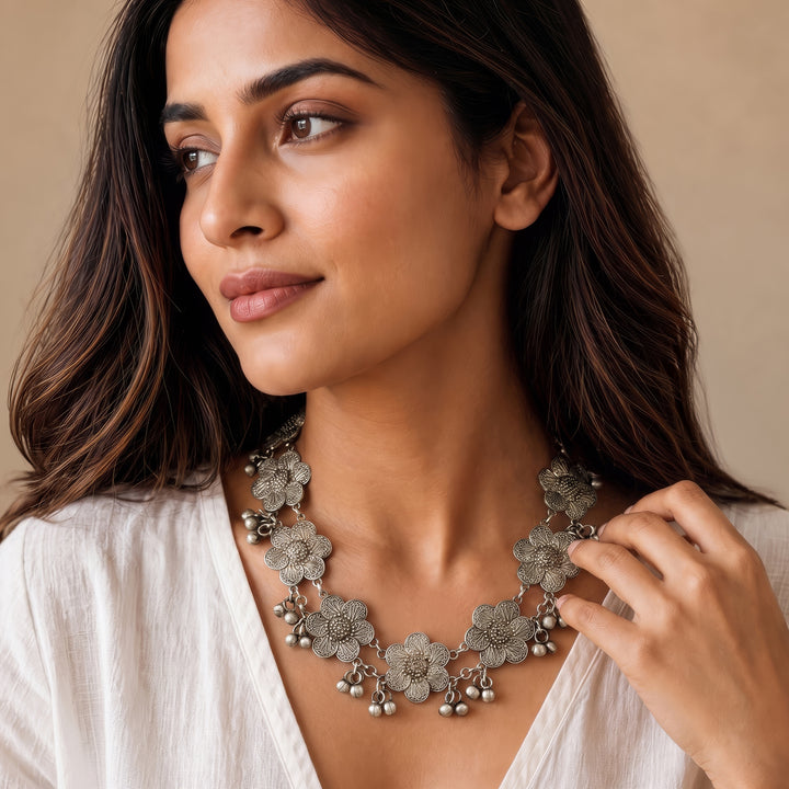 Teejh Essa Silver Ghungroo Necklace