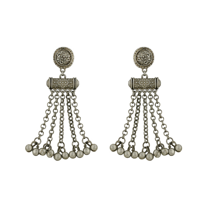 Teejh Arivya Silver Oxidised Ghungroo Earrings
