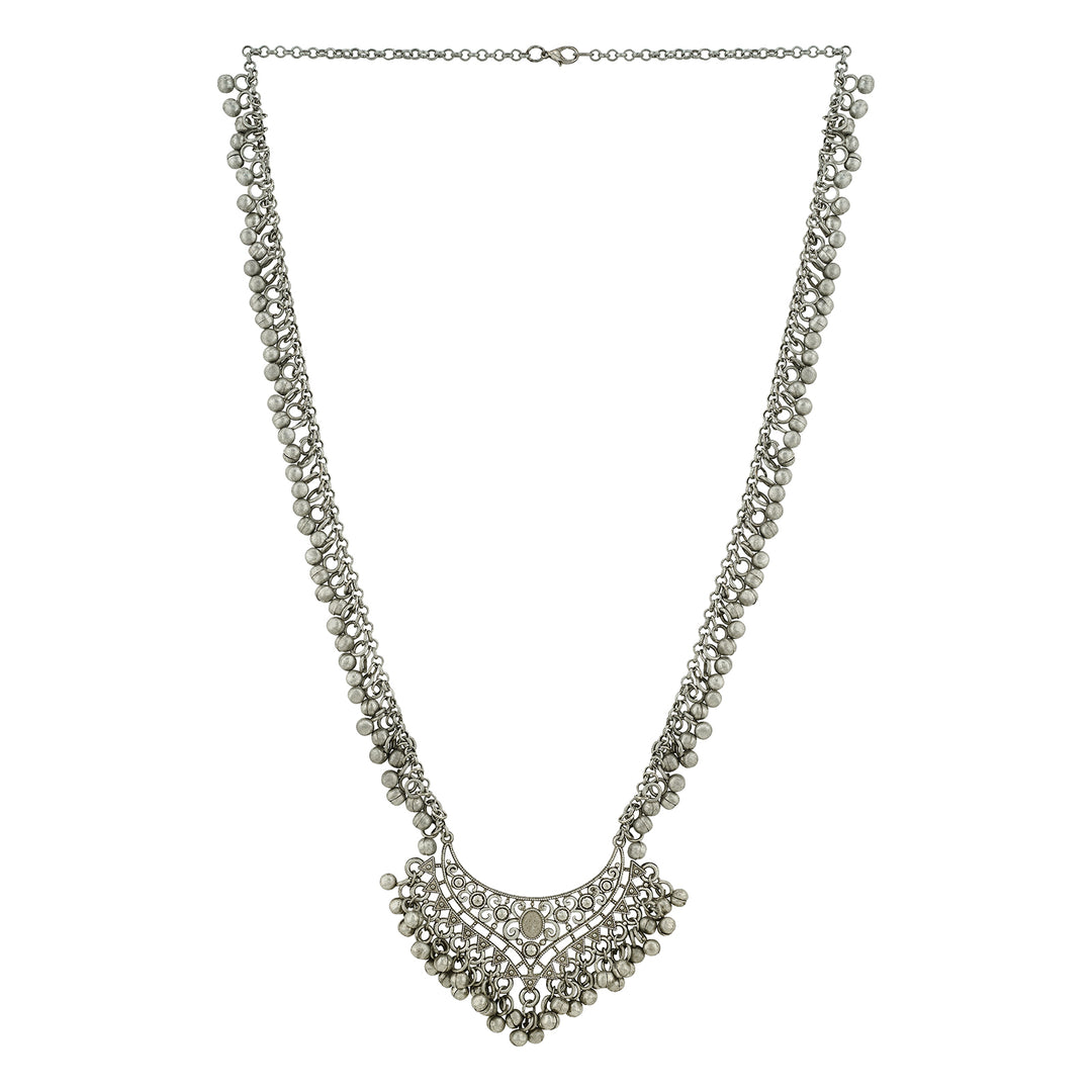 Teejh Iyana Silver Oxidised Ghungroo Necklace