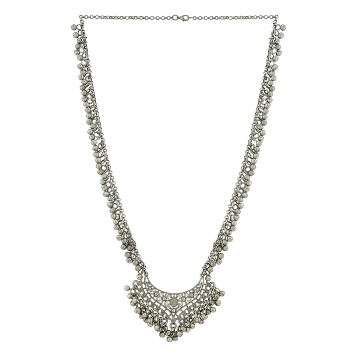 Teejh Iyana Silver Oxidised Ghungroo Necklace