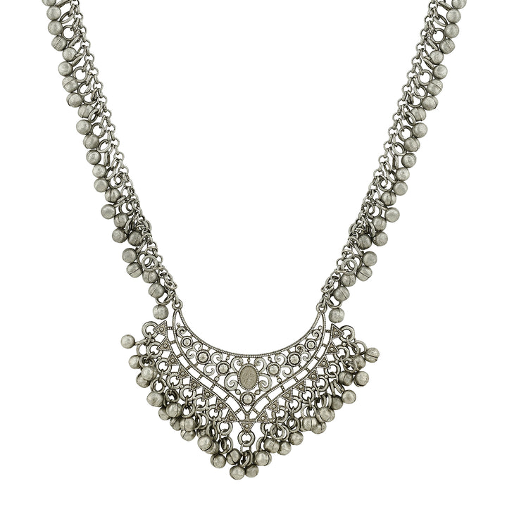 Teejh Iyana Silver Oxidised Ghungroo Necklace