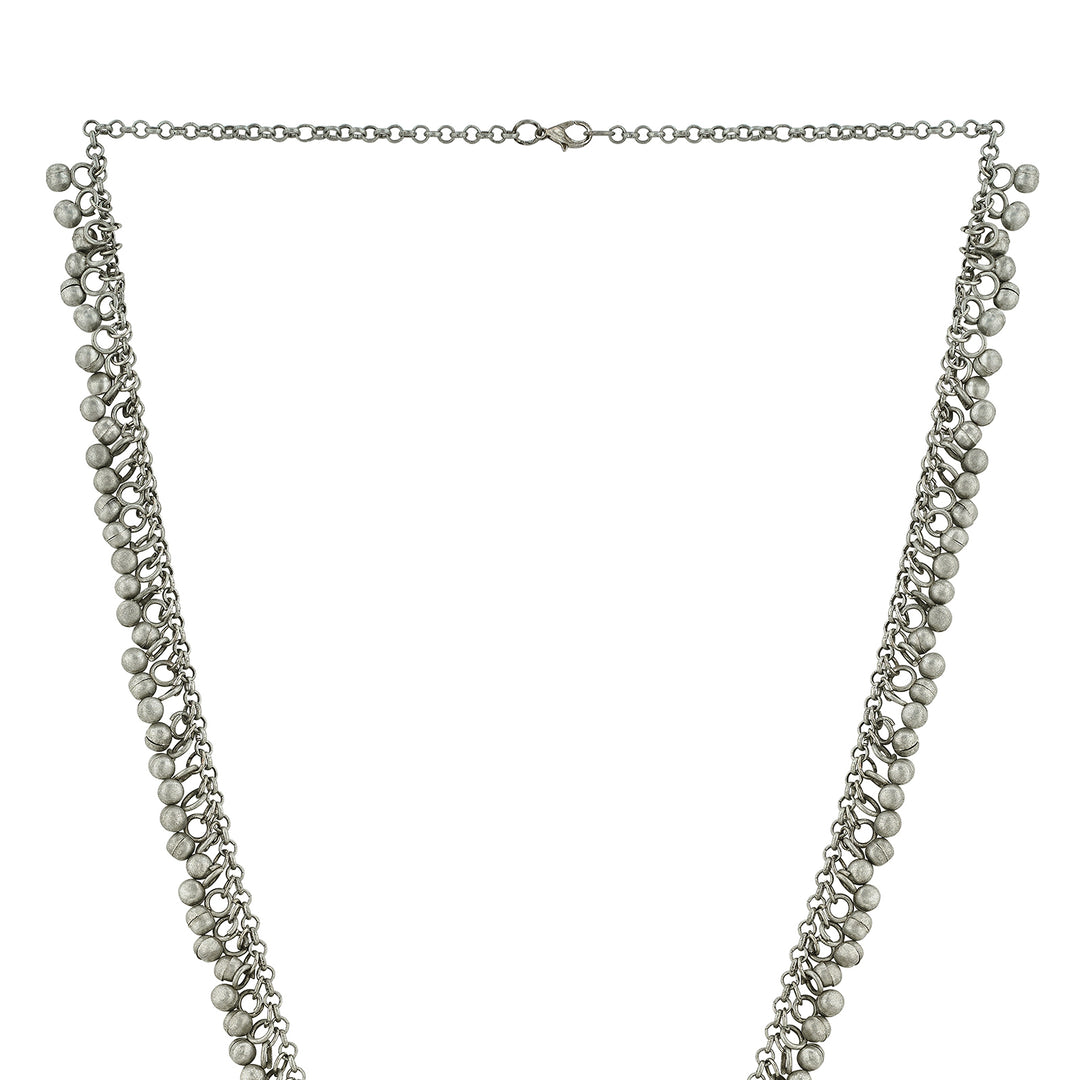 Teejh Iyana Silver Oxidised Ghungroo Necklace