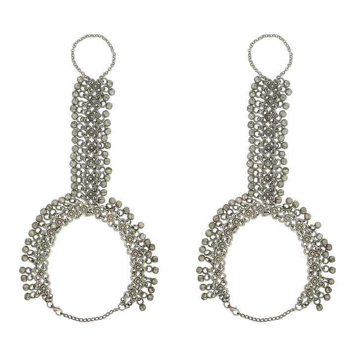 Teejh Suhira Silver Oxidised Ghungroo Anklet