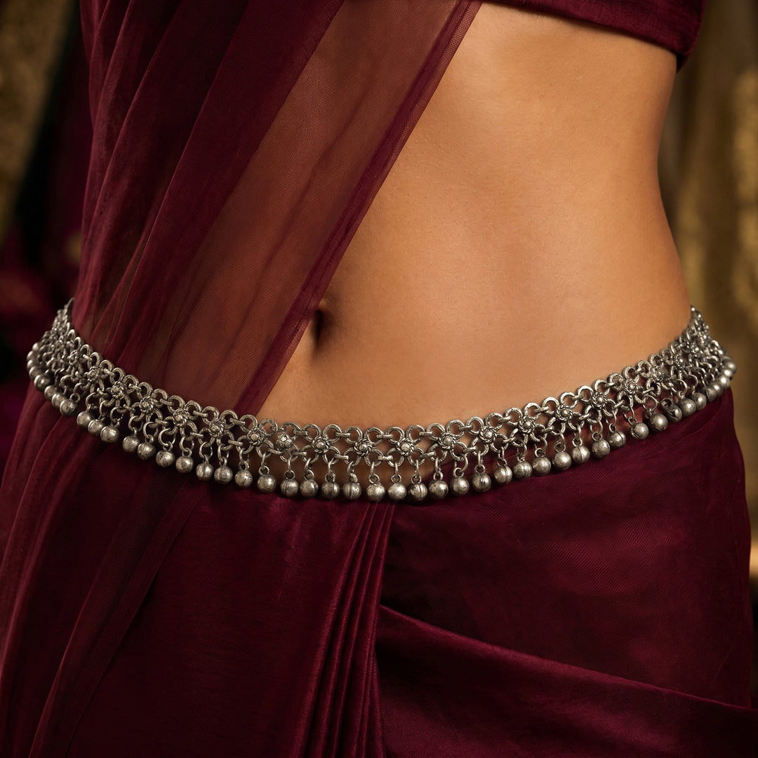Teejh Oshira Silver Oxidised Ghungroo Kamarbandh