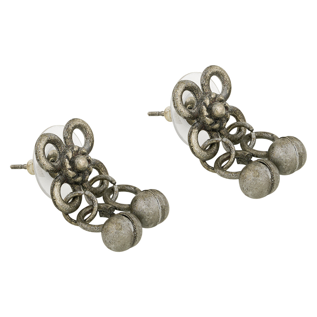 Teejh Charvya Silver Oxidised Ghungroo Necklace Set