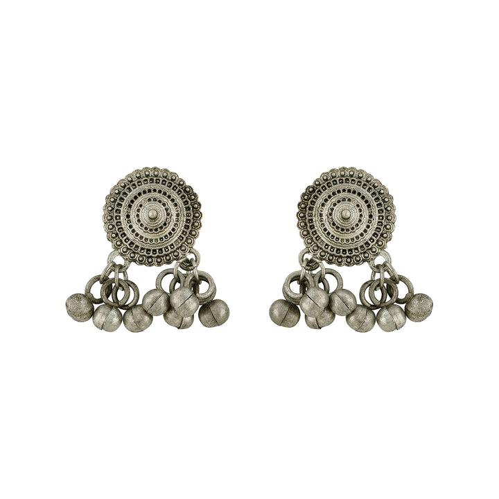 Teejh Keyana Silver Oxidised Ghungroo Earrings