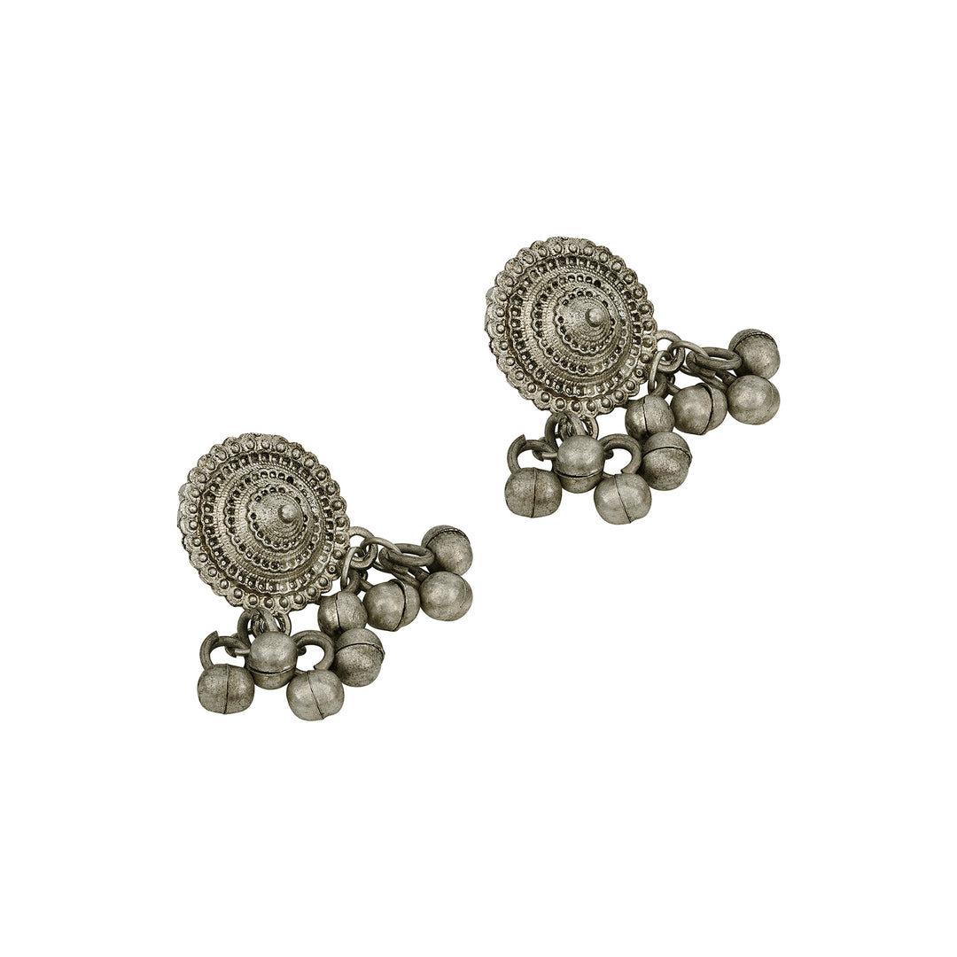 Teejh Keyana Silver Oxidised Ghungroo Earrings