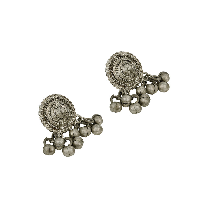 Teejh Keyana Silver Oxidised Ghungroo Earrings