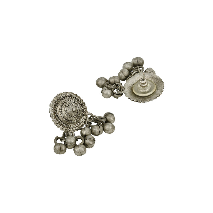 Teejh Keyana Silver Oxidised Ghungroo Earrings