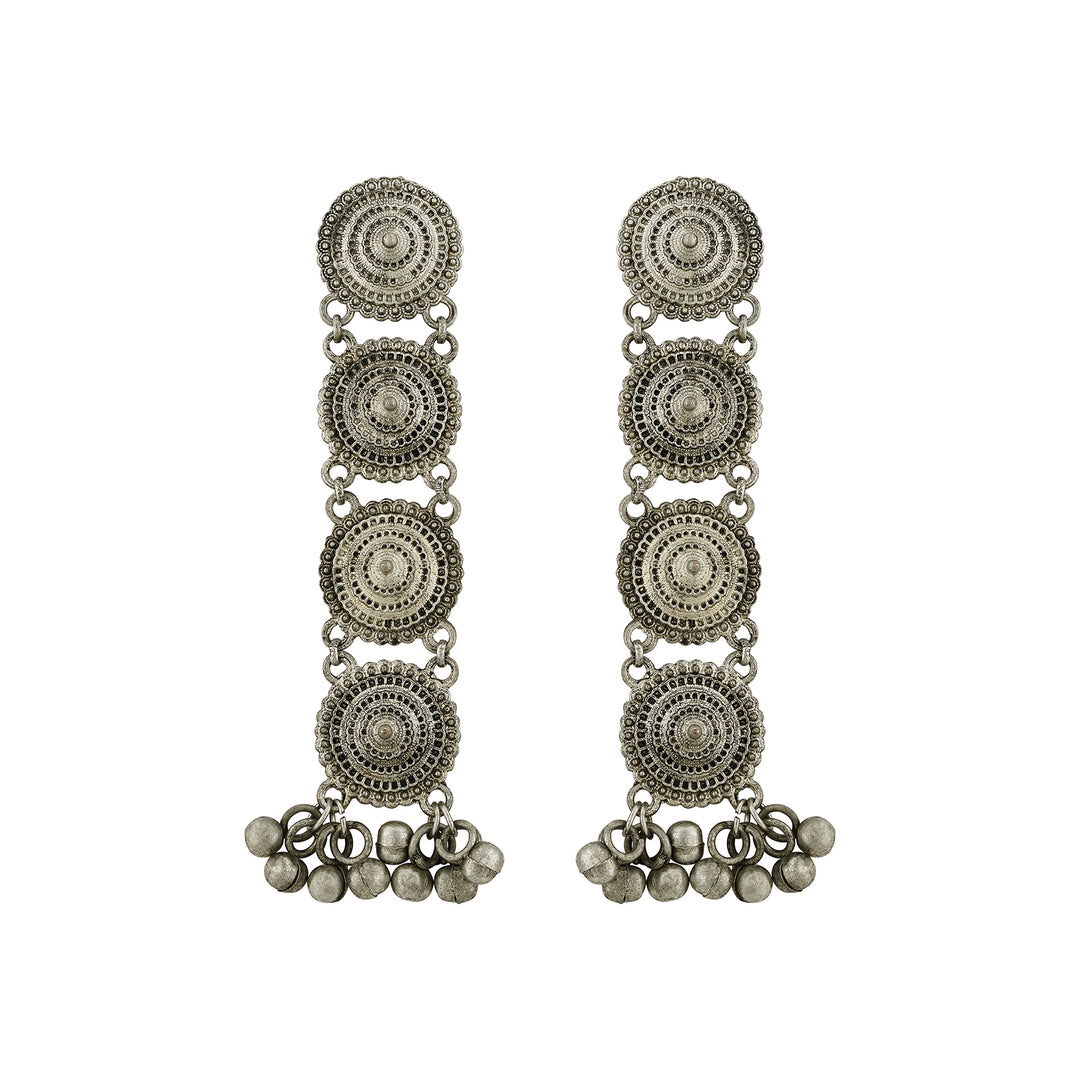 Teejh Vyanika Silver Oxidised Ghungroo Earrings
