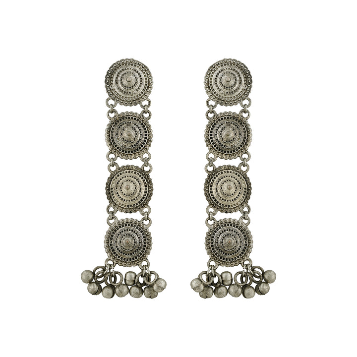 Teejh Vyanika Silver Oxidised Ghungroo Earrings