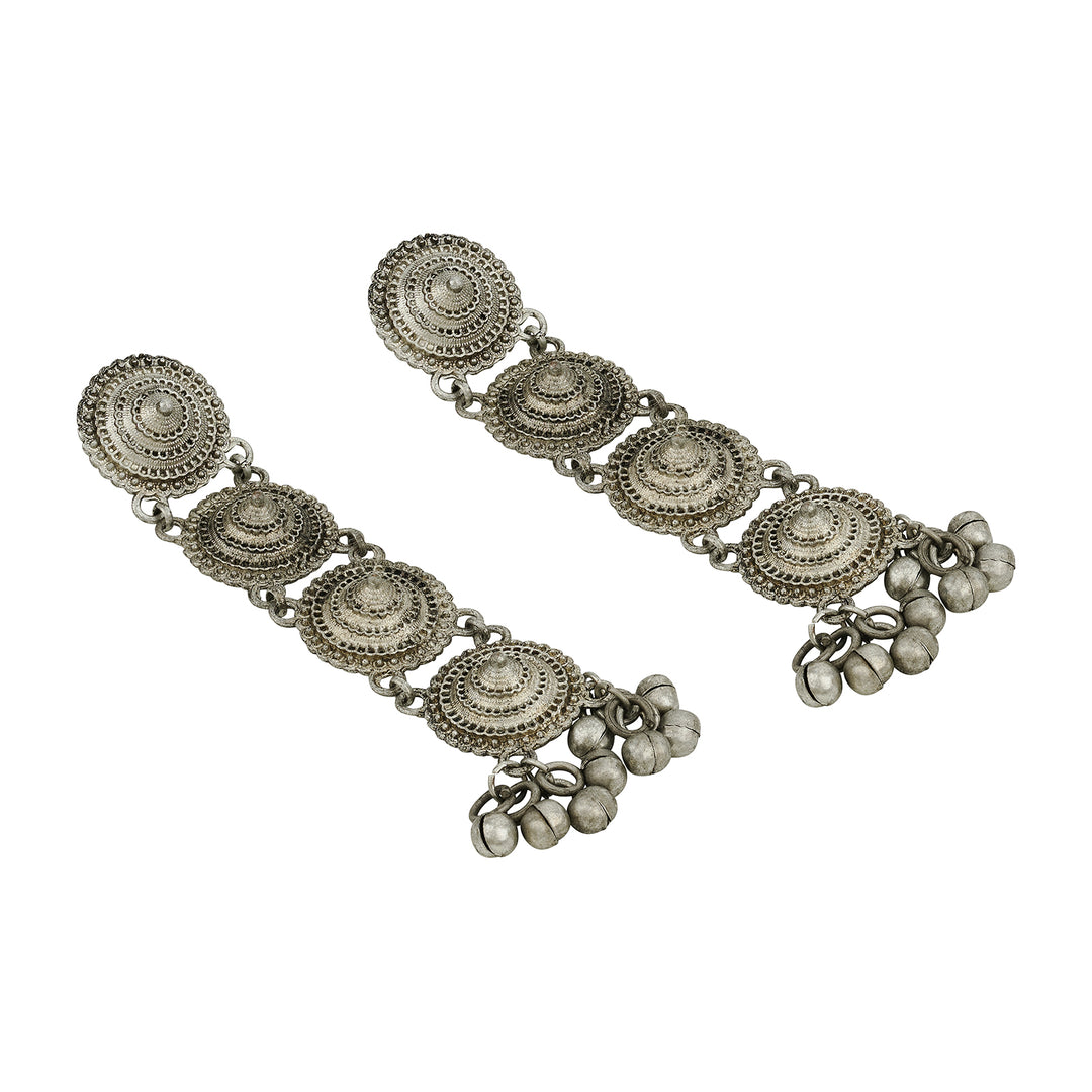 Teejh Vyanika Silver Oxidised Ghungroo Earrings