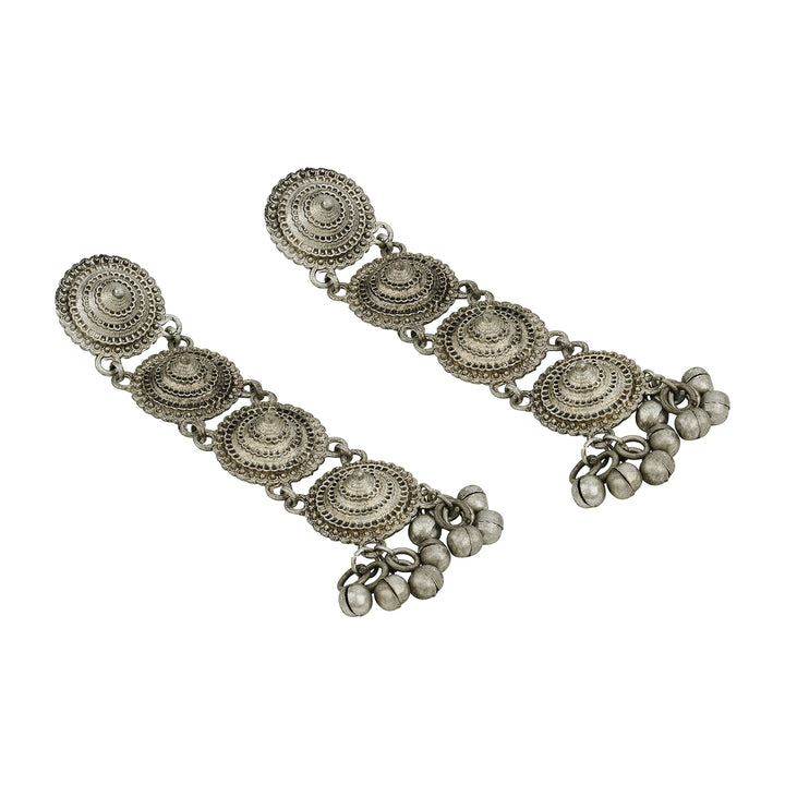 Teejh Vyanika Silver Oxidised Ghungroo Earrings