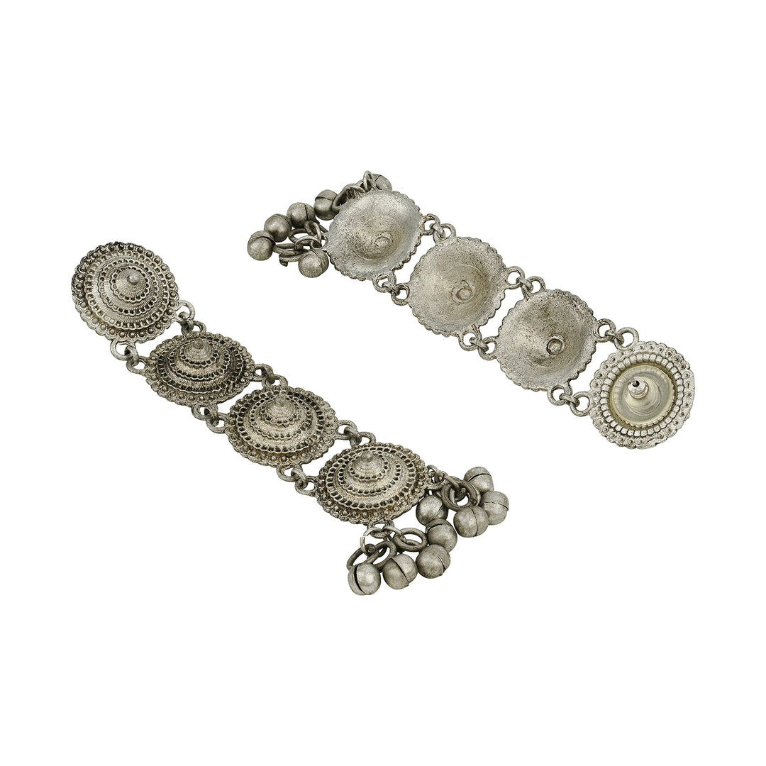 Teejh Vyanika Silver Oxidised Ghungroo Earrings