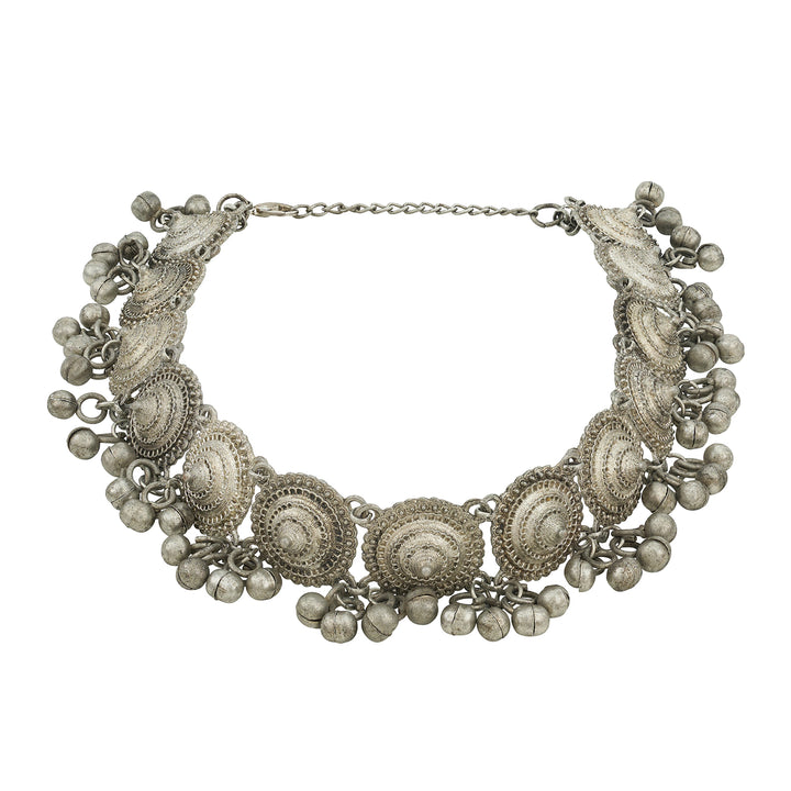 Teejh Eiraani Silver Oxidised Ghungroo Necklace