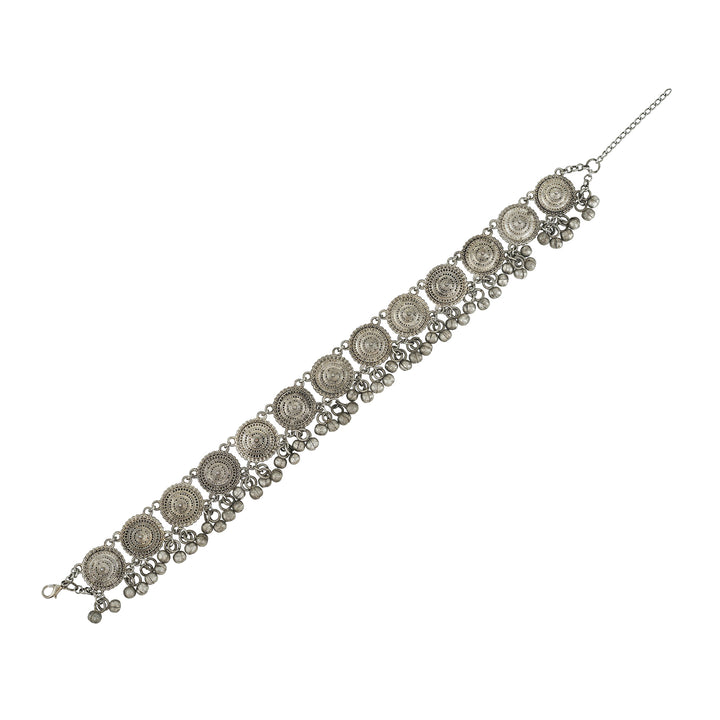 Teejh Eiraani Silver Oxidised Ghungroo Necklace
