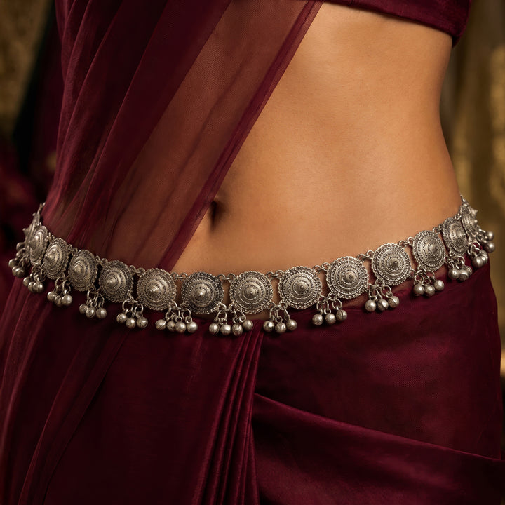 Teejh Iravya Silver Oxidised Ghungroo Kamarbandh