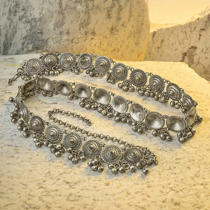 Teejh Iravya Silver Oxidised Ghungroo Kamarbandh