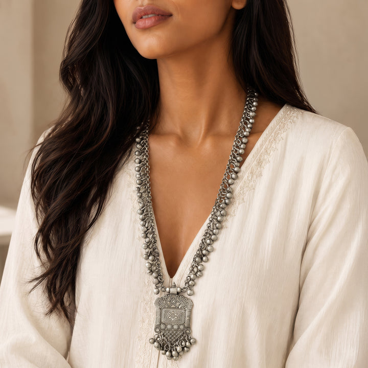 Teejh Oshira Silver Oxidised Necklace