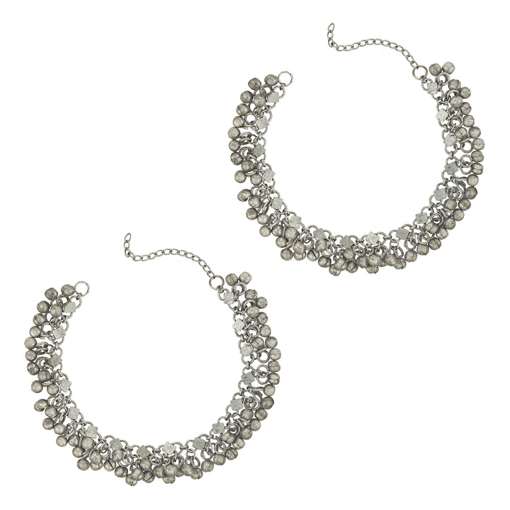 Teejh Liyara Silver Oxidised Ghungroo Anklet