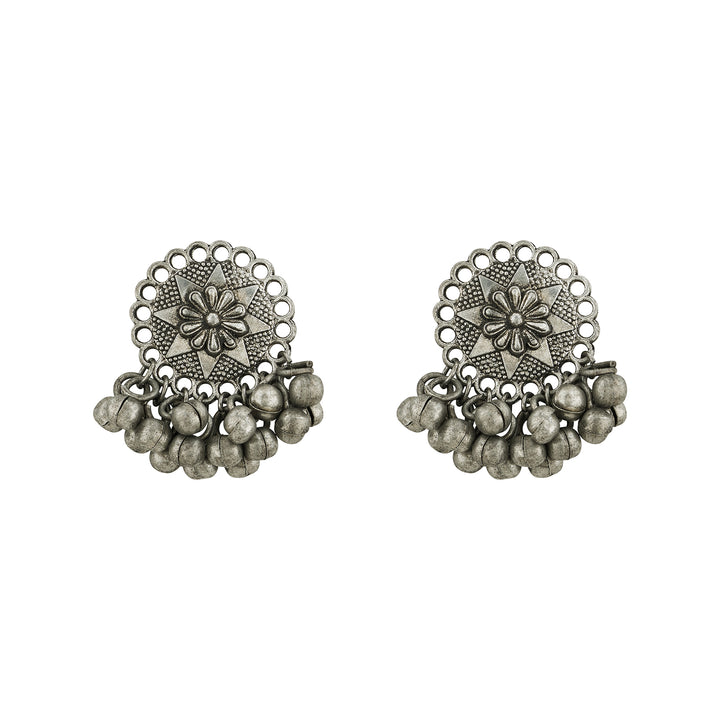 Teejh Tanira Silver Oxidised Ghungroo Earrings