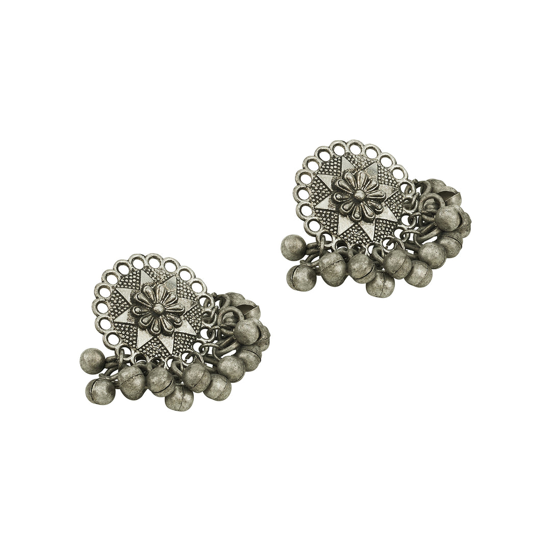 Teejh Tanira Silver Oxidised Ghungroo Earrings