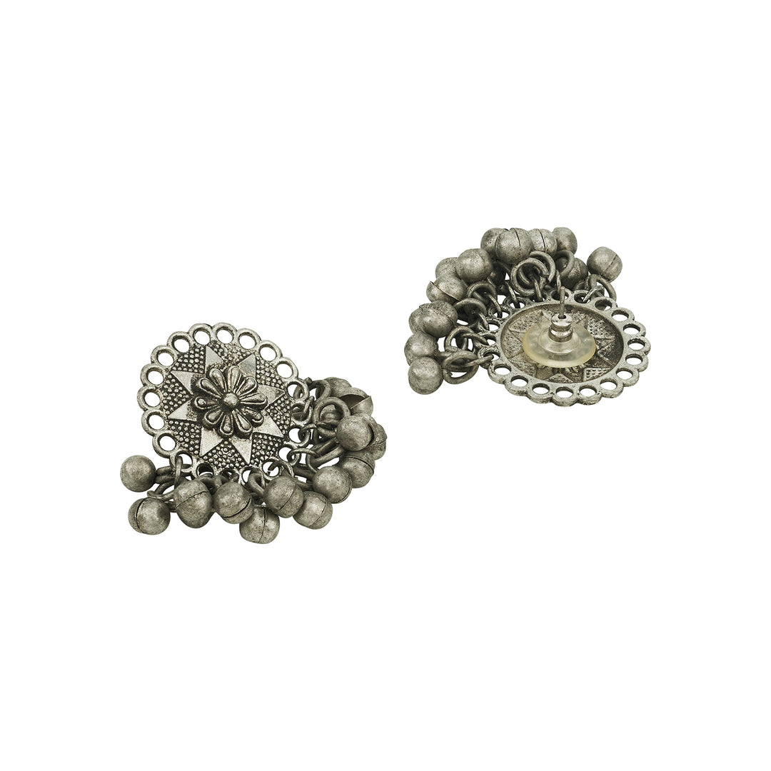 Teejh Tanira Silver Oxidised Ghungroo Earrings