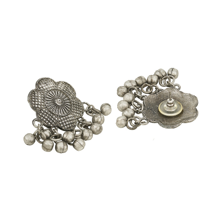 Teejh Neyara Silver Oxidised Ghungroo Earrings