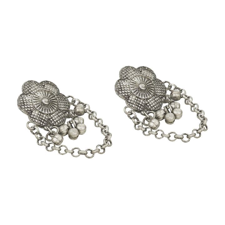 Teejh Vedira Silver Oxidised Ghungroo Earrings
