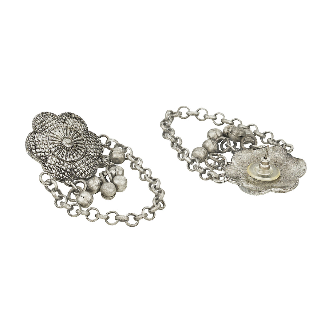 Teejh Vedira Silver Oxidised Ghungroo Earrings