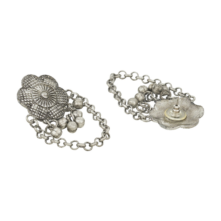 Teejh Vedira Silver Oxidised Ghungroo Earrings