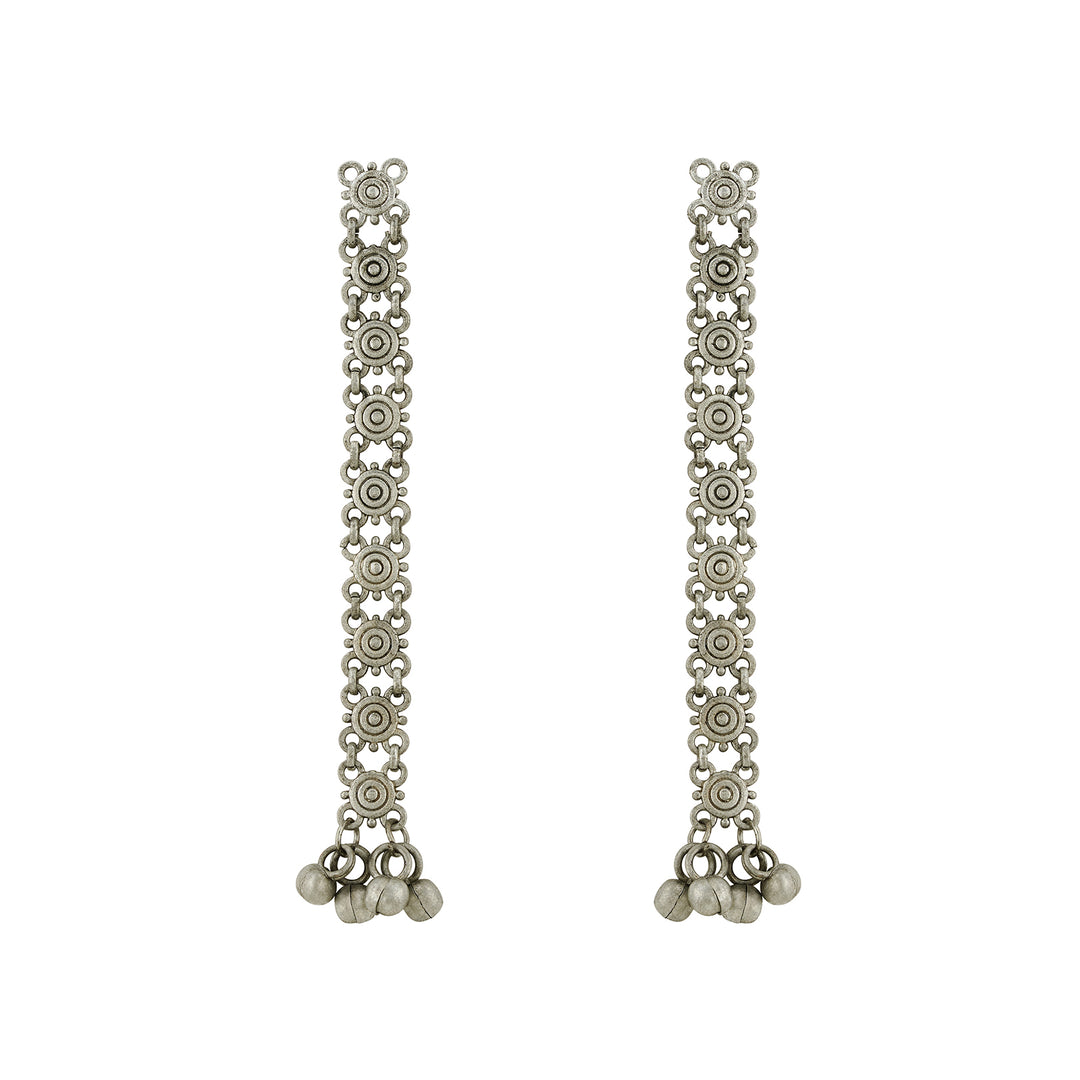 Teejh Medha Silver Oxidised Ghungroo Earrings