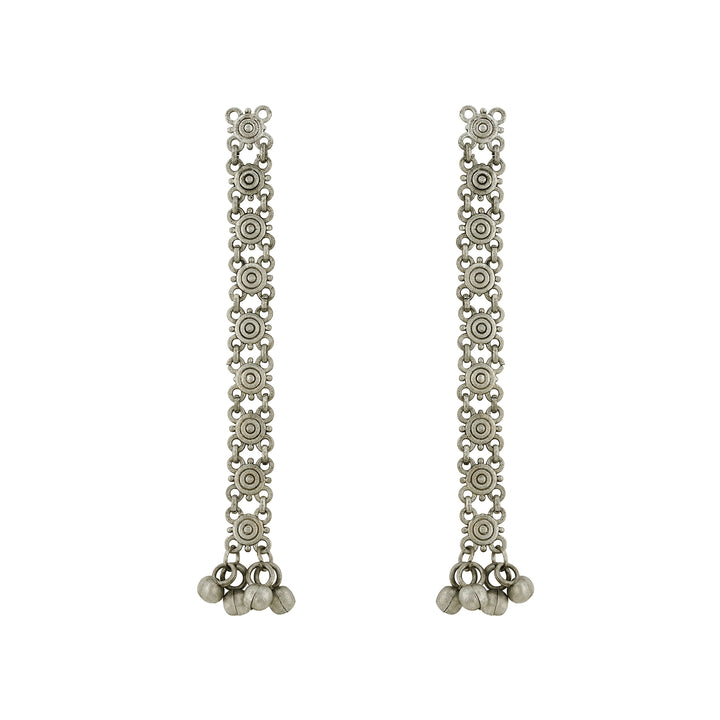 Teejh Medha Silver Oxidised Ghungroo Earrings
