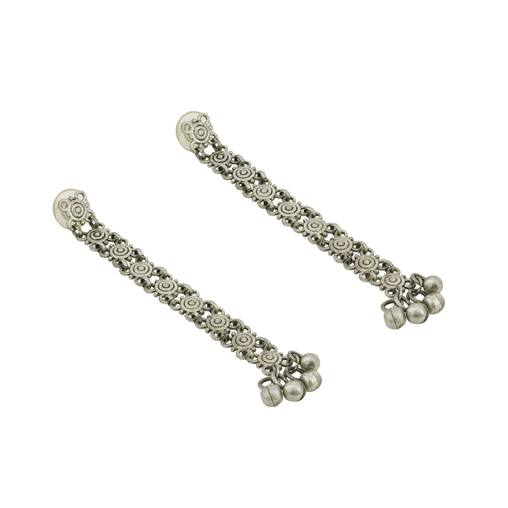 Teejh Medha Silver Oxidised Ghungroo Earrings