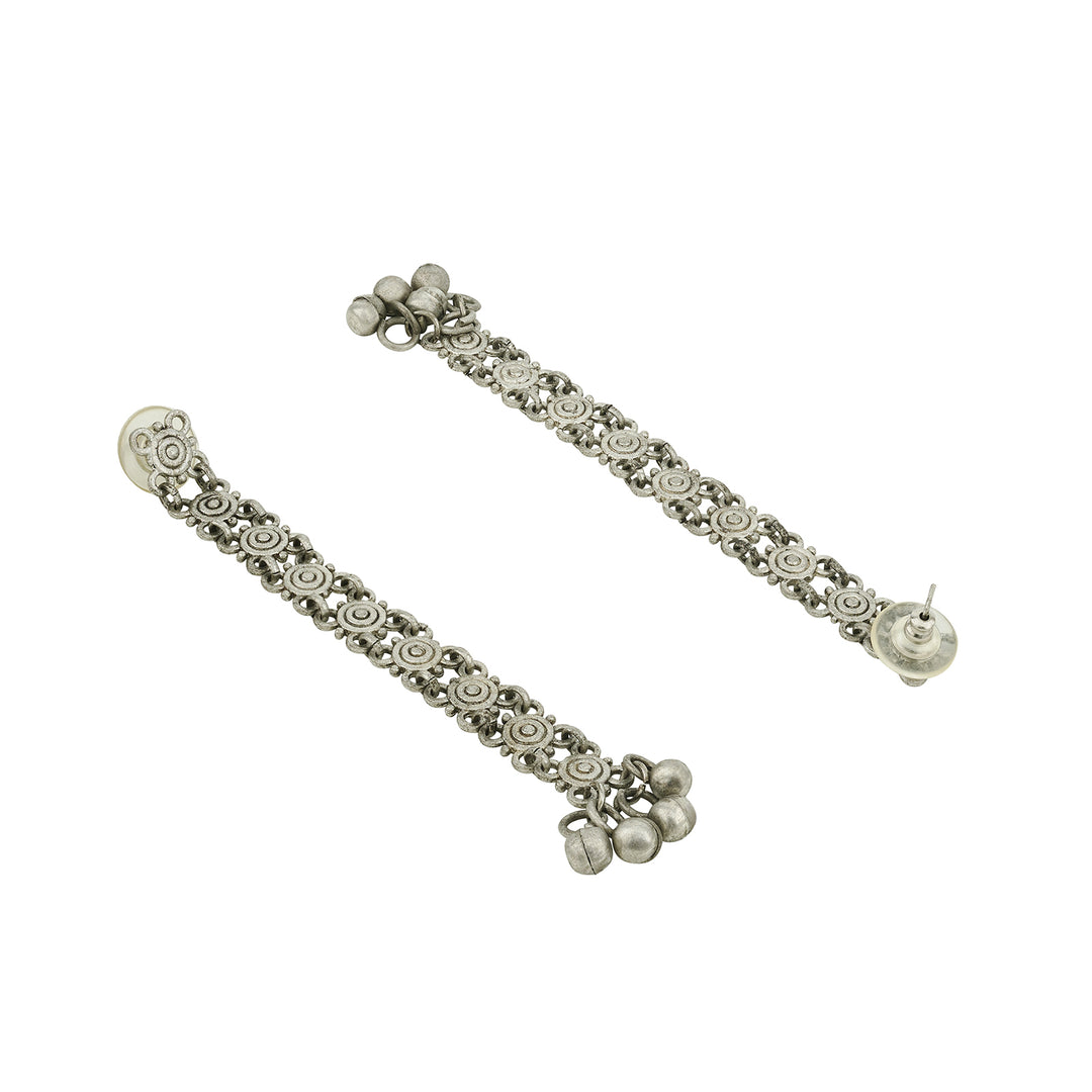 Teejh Medha Silver Oxidised Ghungroo Earrings