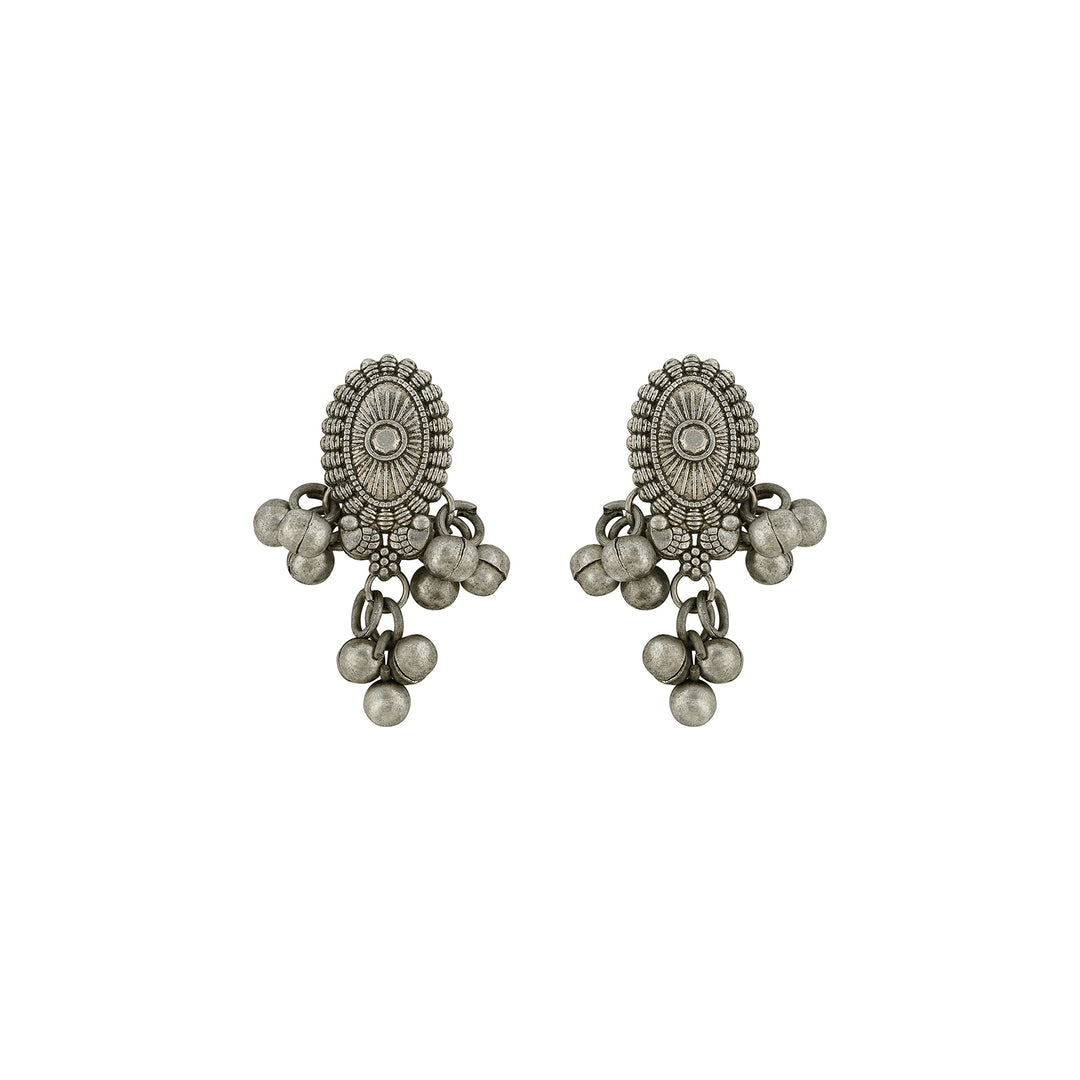 Teejh Auralya Silver Oxidised Ghungroo Earrings