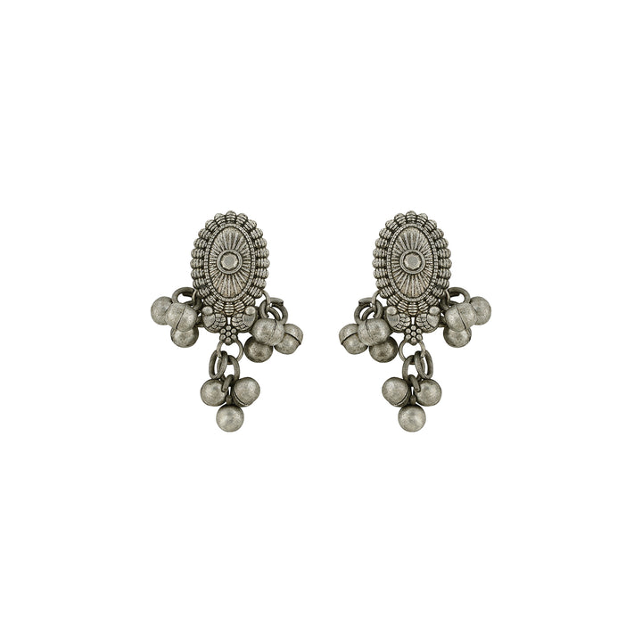 Teejh Auralya Silver Oxidised Ghungroo Earrings