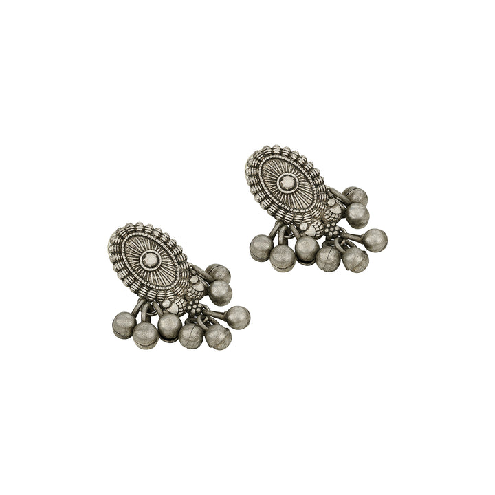 Teejh Auralya Silver Oxidised Ghungroo Earrings