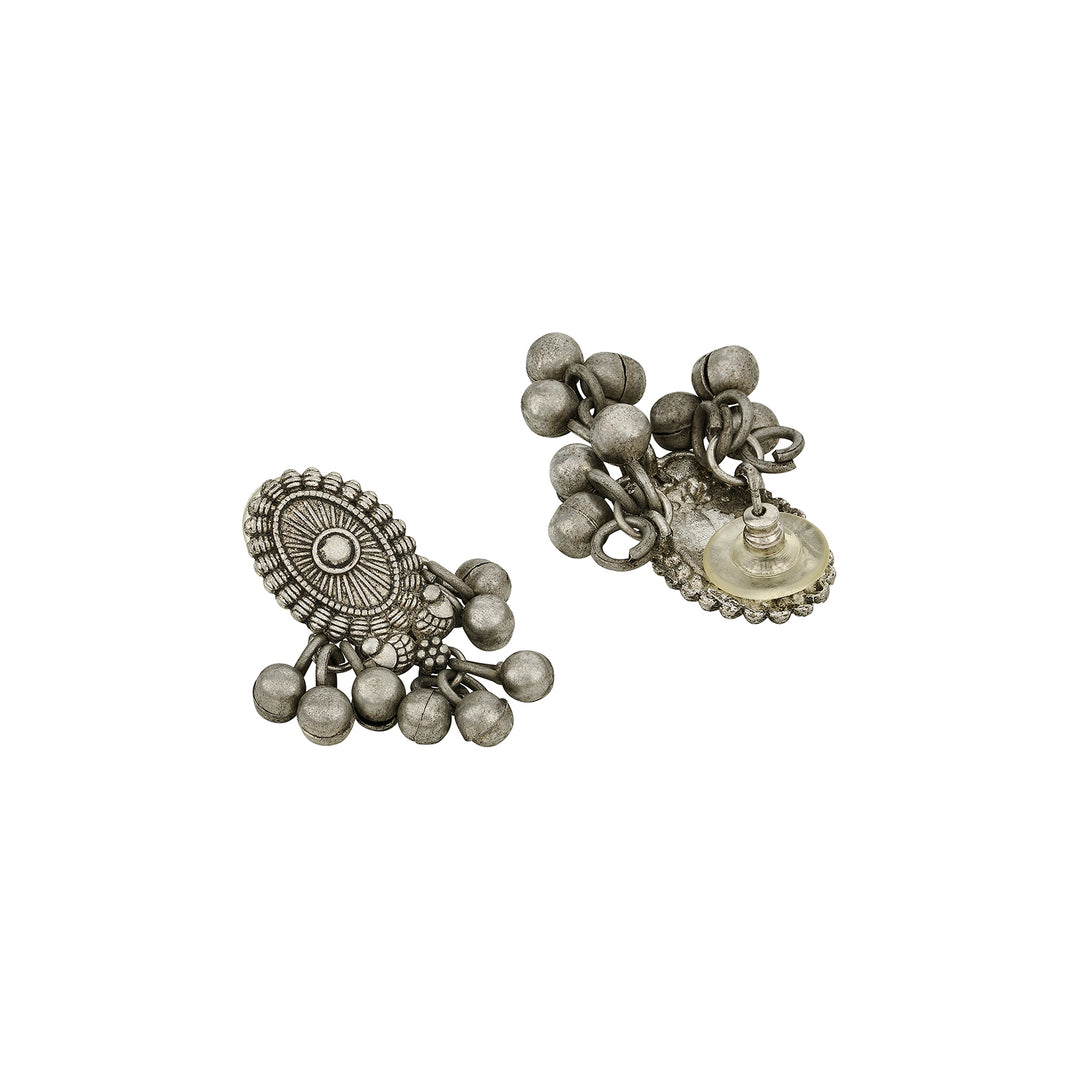 Teejh Auralya Silver Oxidised Ghungroo Earrings