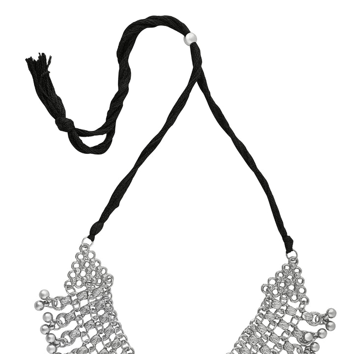 Teejh Taal Silver Oxidised Ghungroo Necklace Set
