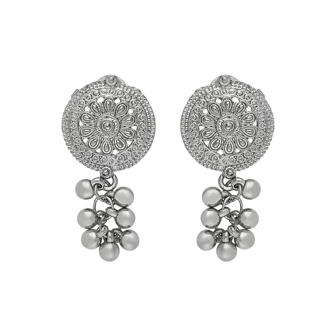Teejh Taal Silver Oxidised Ghungroo Necklace Set