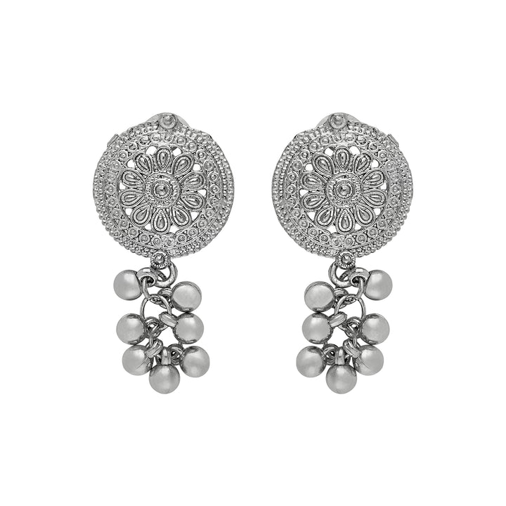 Teejh Taal Silver Oxidised Ghungroo Necklace Set