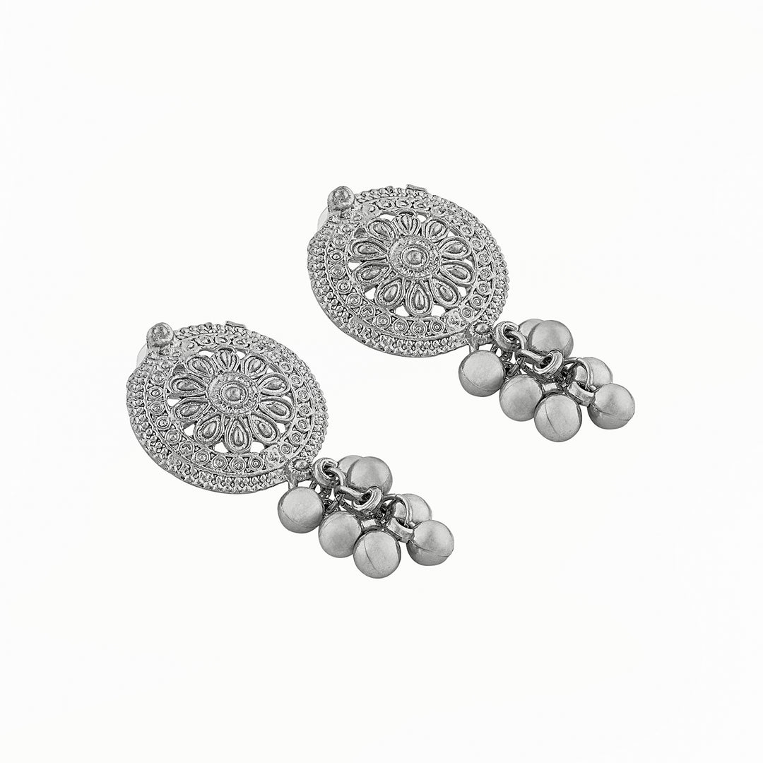 Teejh Taal Silver Oxidised Ghungroo Necklace Set