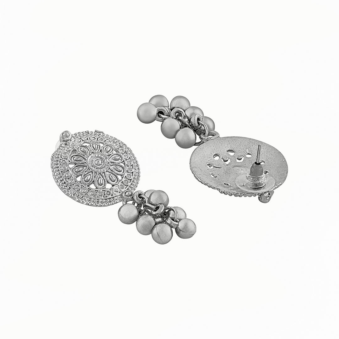 Teejh Taal Silver Oxidised Ghungroo Necklace Set