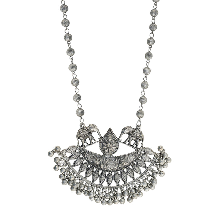 Teejh Wamiqa Silver Oxidised Long Necklace