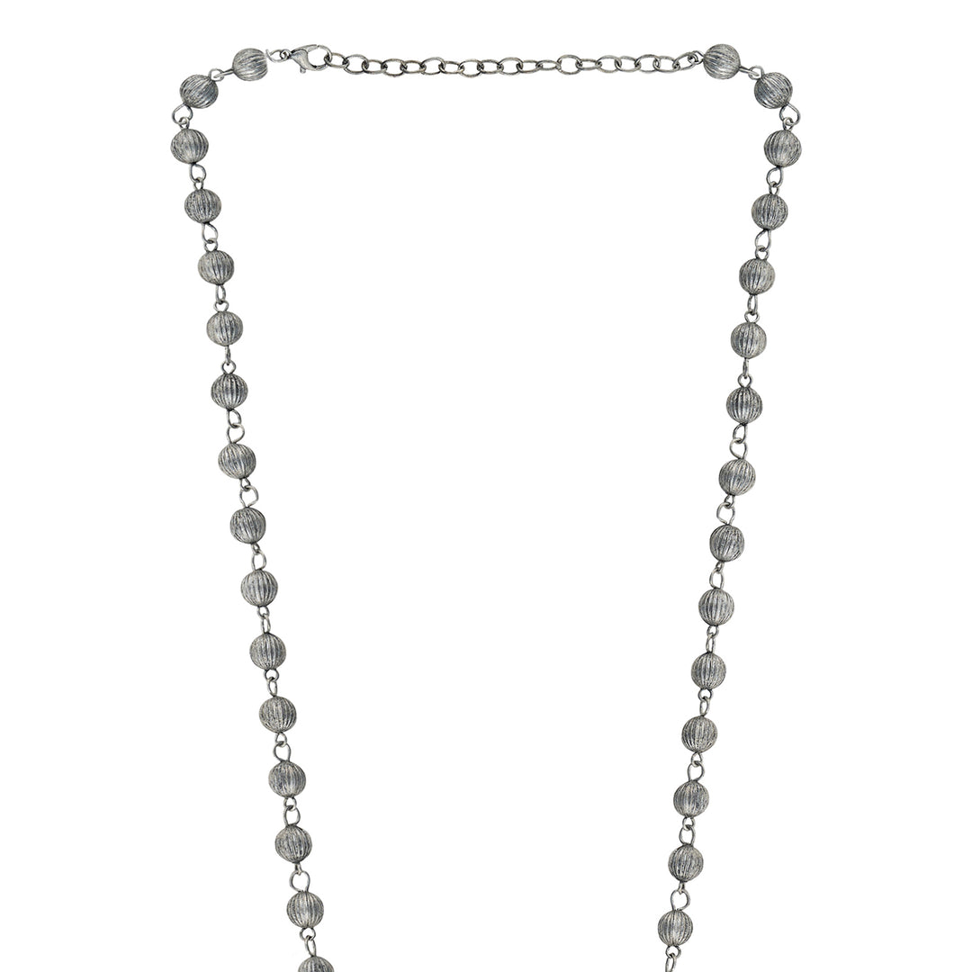Teejh Wamiqa Silver Oxidised Long Necklace