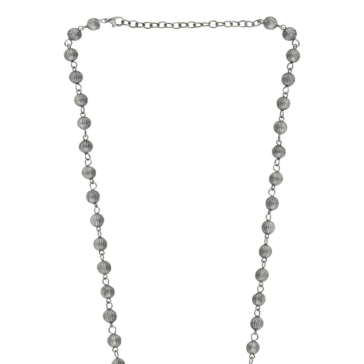 Teejh Wamiqa Silver Oxidised Long Necklace