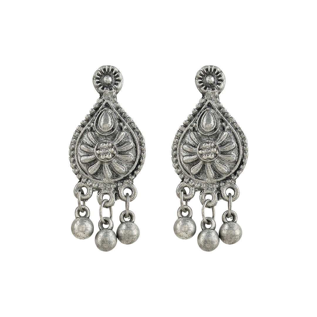 Teejh Wamiqa Silver Oxidised Long Necklace set